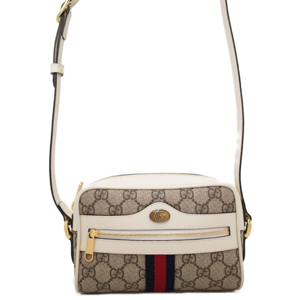 Gucci Ophidia Web Striped Mini Bag Shoulder Bag Beige White